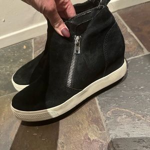Steve Madden black suade wedge sneakers